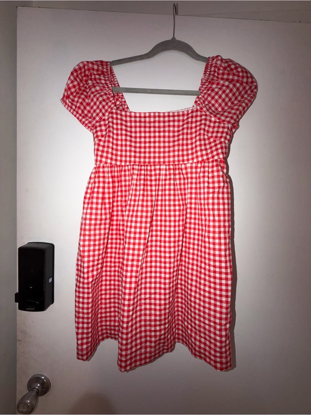 Abound Red Gingham Puff-Sleeve Mini Dress
